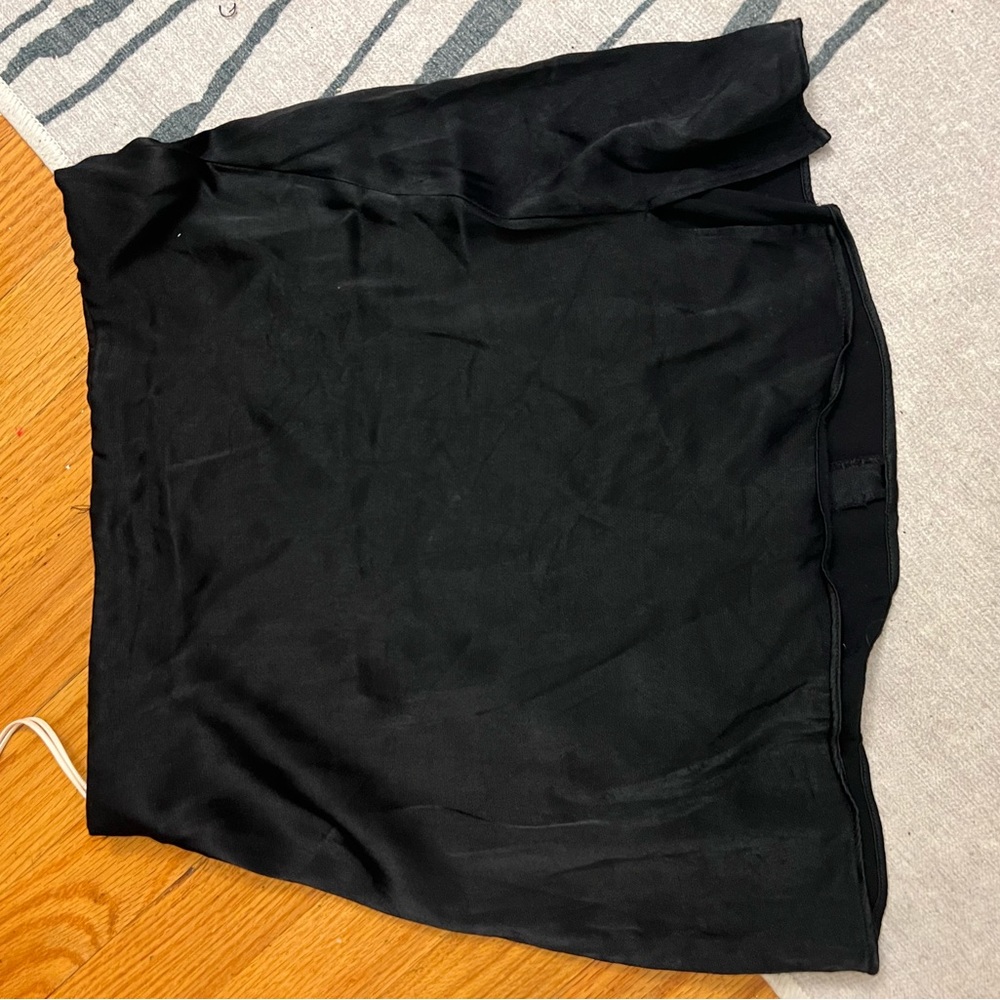 Wilfred black satin mini skirt